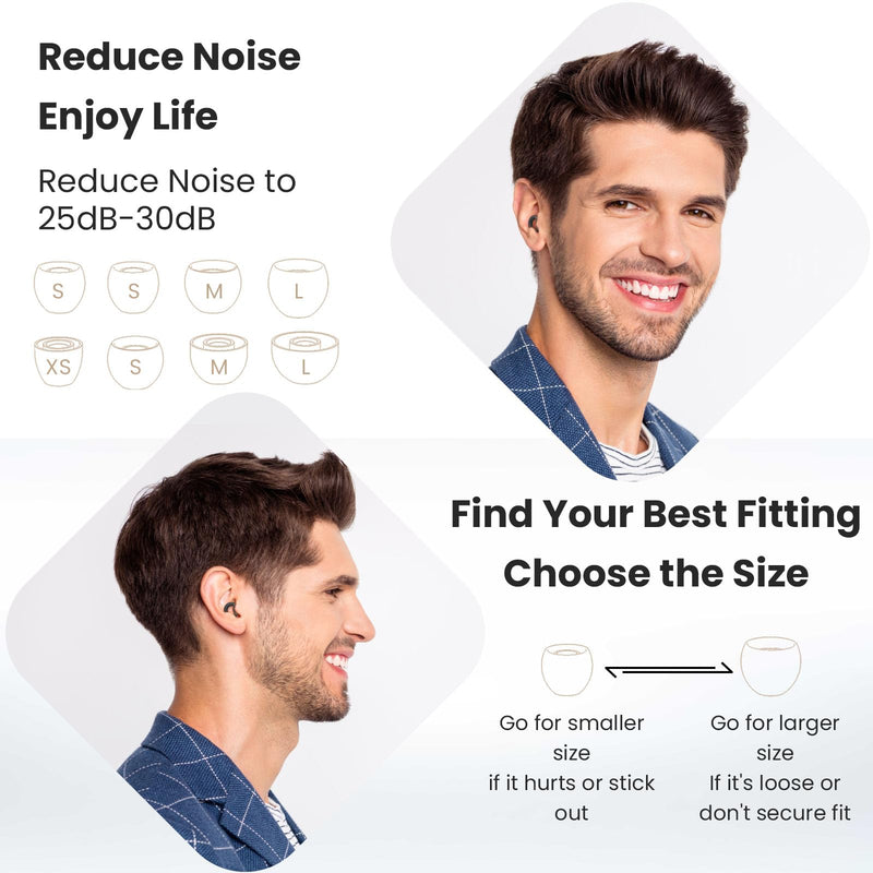 [Australia] - Ear Plugs for Sleeping, 2 Pairs of Reusable Earplugs for Noise Reduction 25dB-30dB with 8 Ear Tips, Soft Hearing Protection Ear Plugs for Concert,Noise Sensitivity, Study & Work Black 