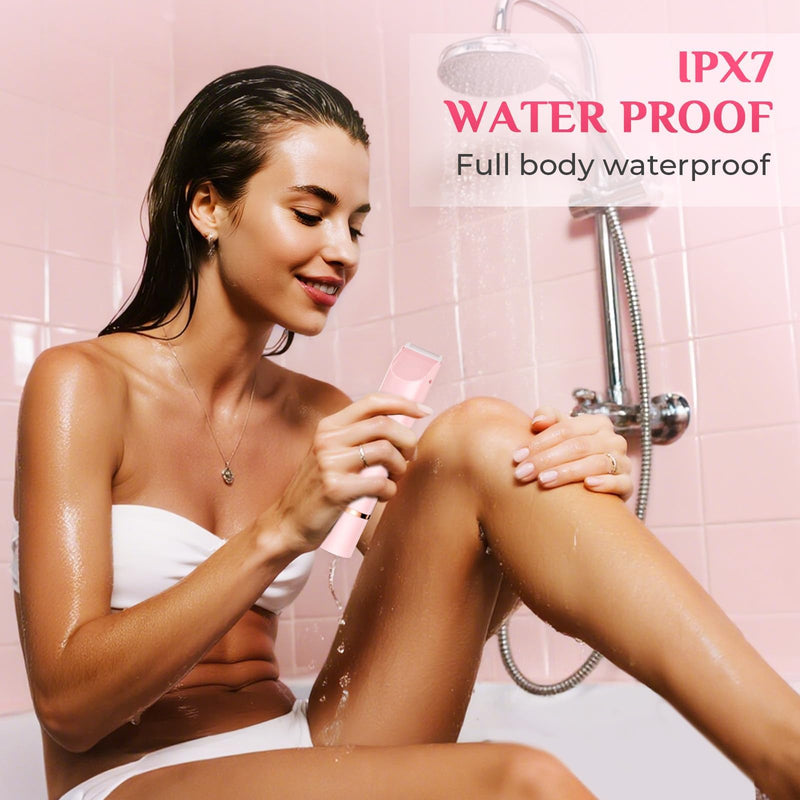 [Australia] - 2025 New 2-in-1 Electric Bikini Trimmer for Women - Dual Head Electric Razor,Waterproof Painless Bikini Shaver, Pubic Hair Trimmer for Private Area & Body Hair, Pink 