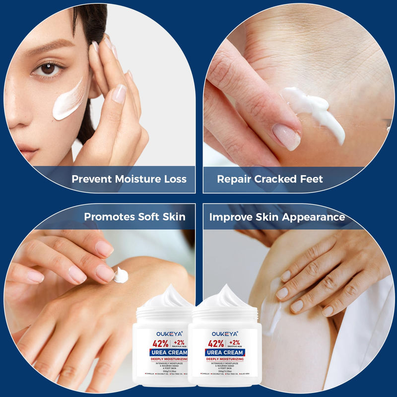 OUKEYA Urea Cream 42% plus Salicylic Acid 2% for Dry, Rough Skin | Foot Cream, Moisturize Lotion, Exfoliating, Feet, Hands, Heels Care, Elbows Knees, Softening, Nourishing,12.35 Oz 12.35 Ounce Pack of 1