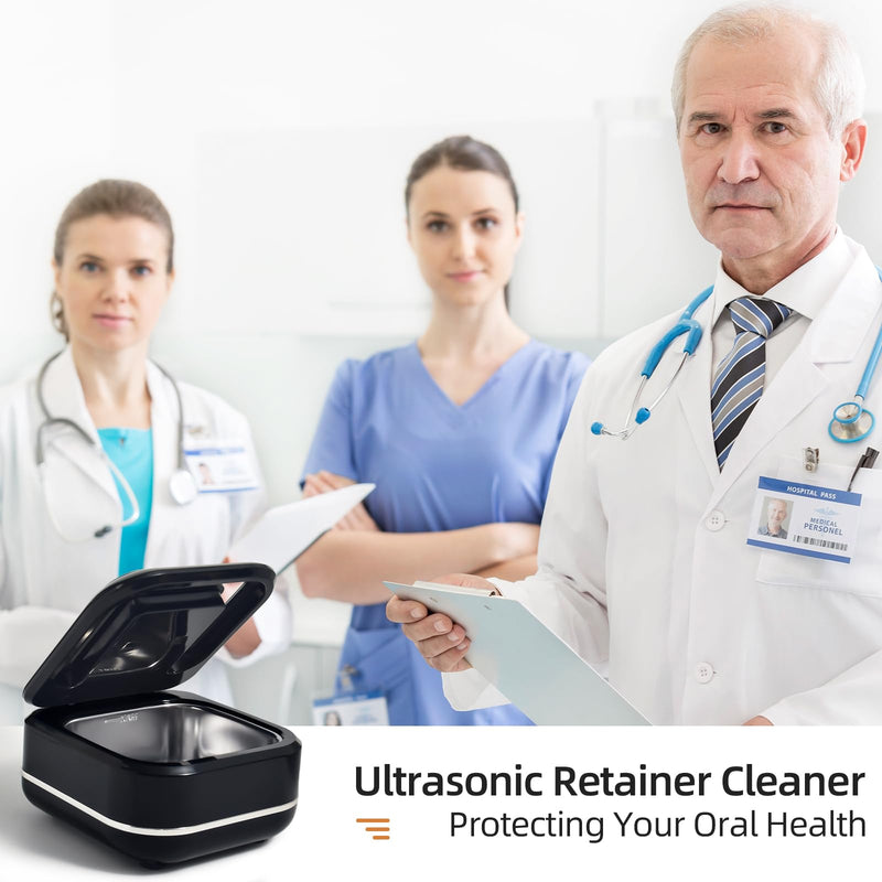 [Australia] - Ultrasonic Retainer Cleaner Machine for Dental Appliances. 2 Cleaning Modes（42khz, 24w，180ml Black,YKL） 