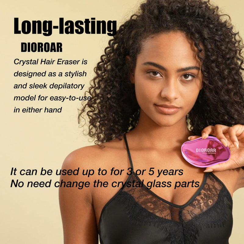 [Australia] - DIOROAR Crystal Hair Eraser, Upgrade Crystal Hair Remover, Physical Nanoglass Hair Removal Device, Painless Epilator and Exfoliator for Fast, Silky Smooth Skin(Hot Pink) Hot Pink 