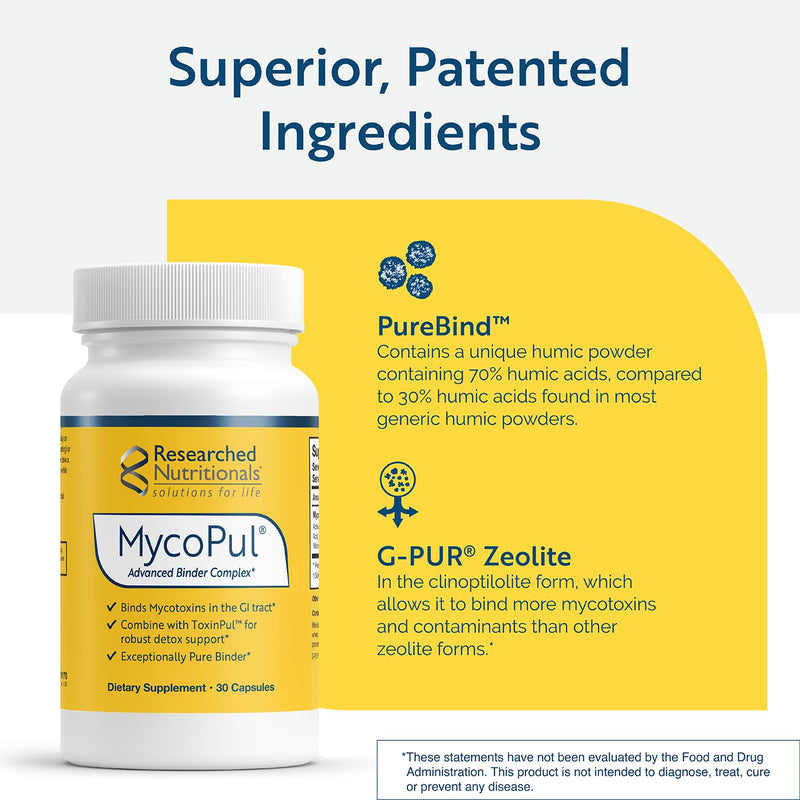 [Australia] - Researched Nutritionals Activated Charcoal Pills for GI Detox Support - MycoPul - Humic & Fulvic Acid for to Support Mold Detox - Helps Bind Mycotoxins in The GI Tract (30 Capsules) 