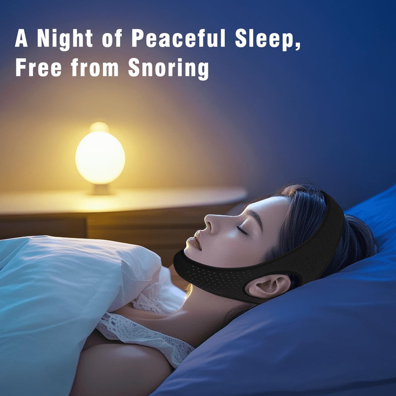 [Australia] - Anti Snoring Devices, Effective Airflow Jaw Strap for Sleep Apnea, Chin Strap for Sleeping Breathable and Comfortable, Adjustable Anti Snoring Chin Strap for Men and Women 52CM 
