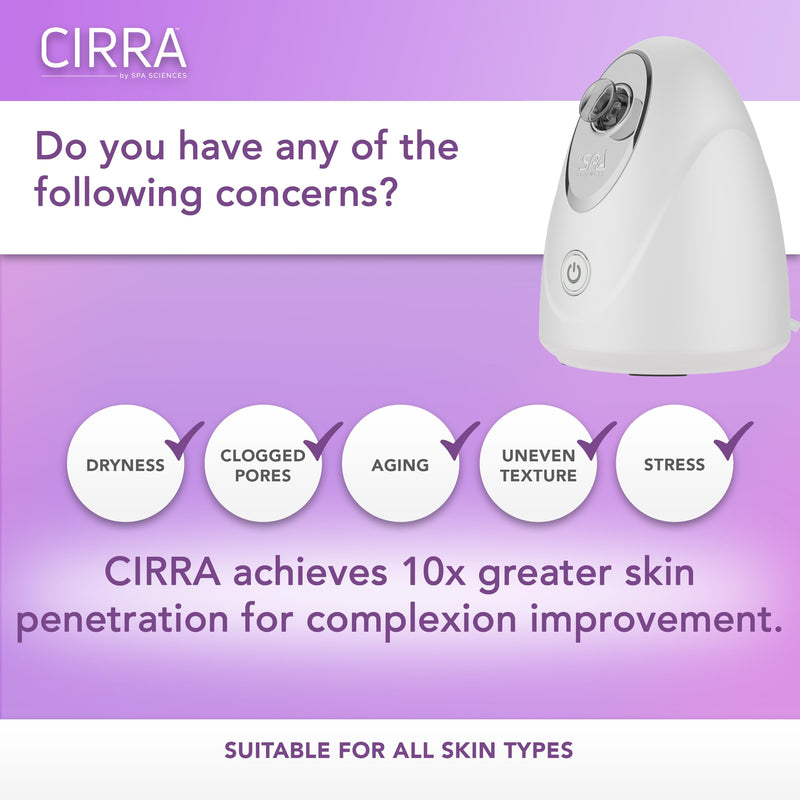 [Australia] - Spa Sciences - CIRRA - Nano Ionic Facial Steamer with UVC Sanitizing Protection, Aromatherapy Function, Detox Pores, and Boost Circulation - Includes an Essential Oil Basket 
