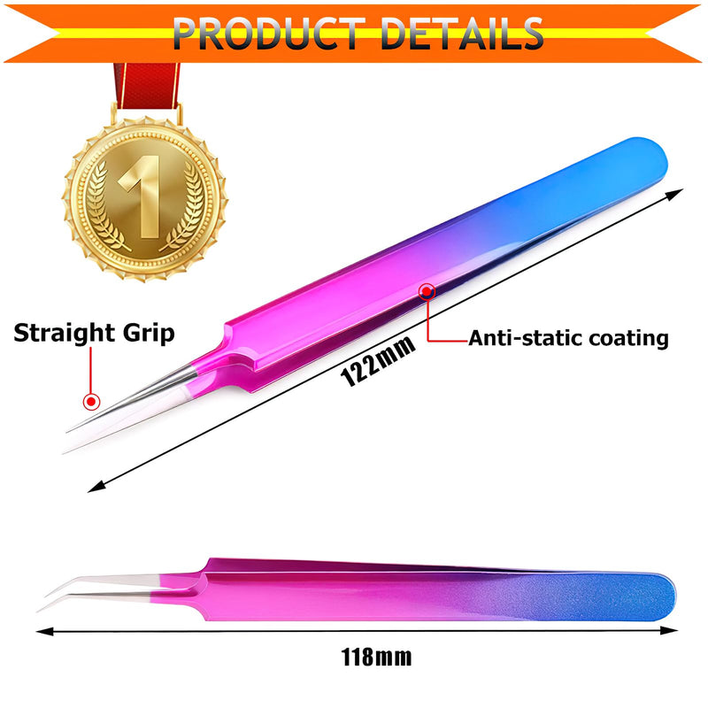 Isolation Lash Tweezers for Volume Eyelash Extension,Professional Precision Stainless Steel Las Purple 6.89inx1.5inx0.79in