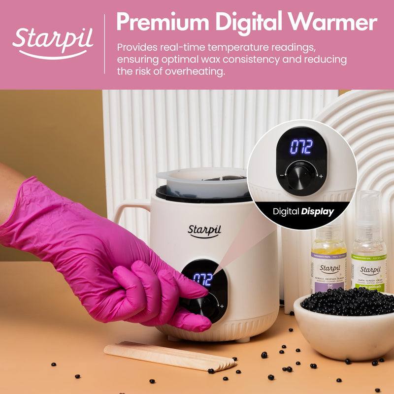 [Australia] - Starpil Wax Warmer - Digital Mini Wax Warmer for Hair Removal 8.4oz / 238g – Best for Hard Wax Beads – Use for Hair Removal – Adjustable Temperature Wax Pot for Facial Hair (White) White 