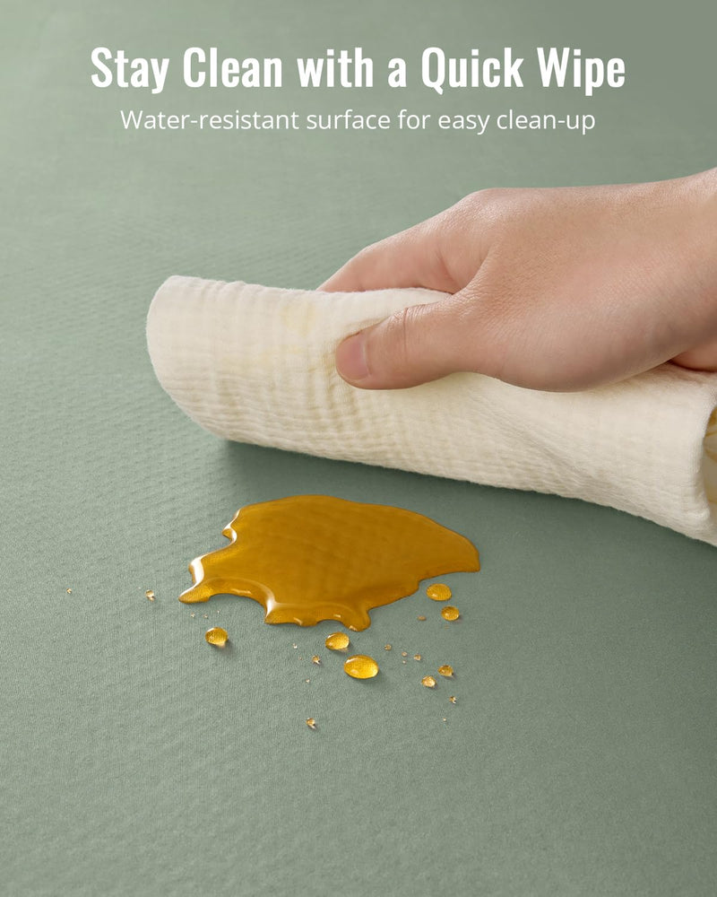[Australia] - Blissful Diary Baby Splat Mat for Under High Chair, 50.4 x 50.4 Inch Wipeable Splash Mat, Waterproof and Washable, Anti-Slip Floor Protector, Sage Green 