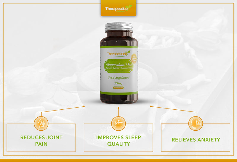 Magnesium Glycinate & Magnesium Malate Blend | High Strength | 250mg | 60 Veg Capsules | Premium Quality | Made in UK | Vegan | Magnesium Duo