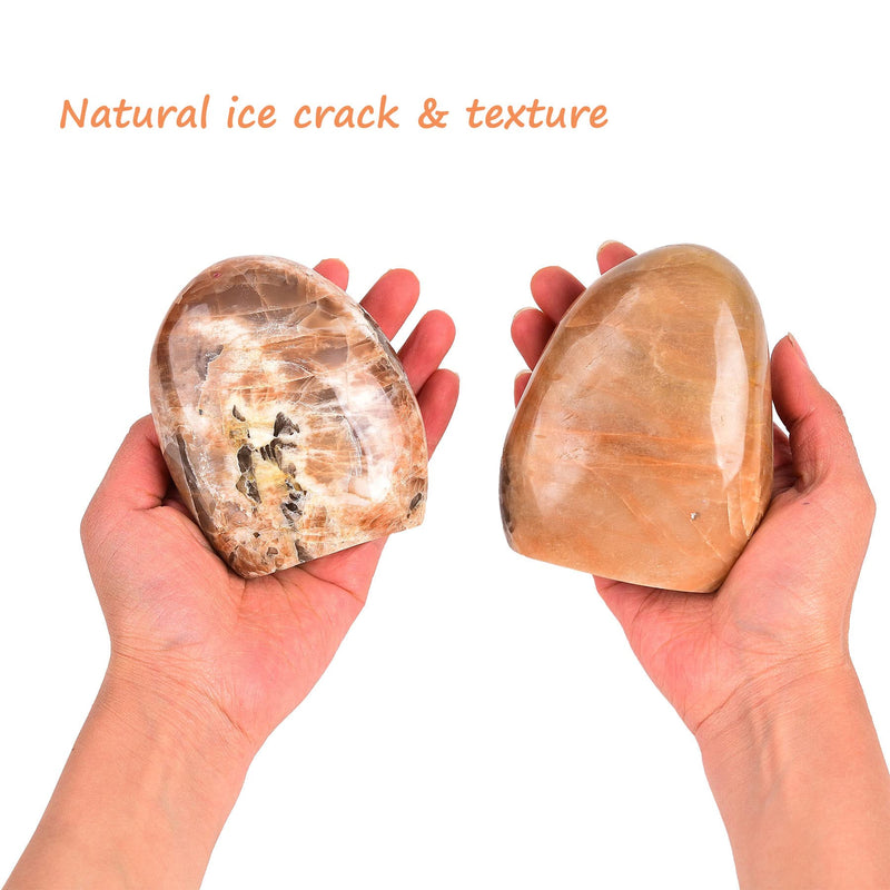 Peach Moonstone Ornament Polished Crystal Tower Slab Orange Healing Reiki Home Decor, Single Irregular 1~1.4 LBS,Student Mineral Specimen Orange Moonstone