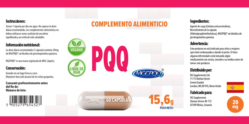 [Australia] - Hepatica PQQ (MGCPQQ) 20mg 60 Vegan Capsules, (Pyrroloquinoline Quinone), Laboratory Tested, High Dose, Non-GMO & Gluten Free 