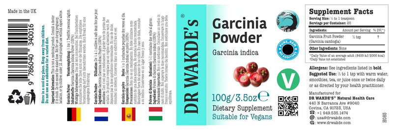 DR WAKDE'S Garcinia Fruit Powder - 100g (3.5oz) | Pure, Raw & Dried Powder | Ayurvedic Herb | Vegan | Nothing Added, Nothing Removed | Same Day Dispatch