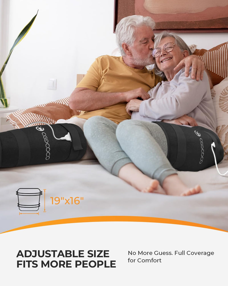 CooCoCo FSA Eligible HSA Hip Heating Pad for Hip and Sciatica Pain Relief | Heated hip brace, 6 heat levels, 4 timers, adjustable wearable fit, soft plush lining for hip, thigh, buttock and lower back 19"x16" Black