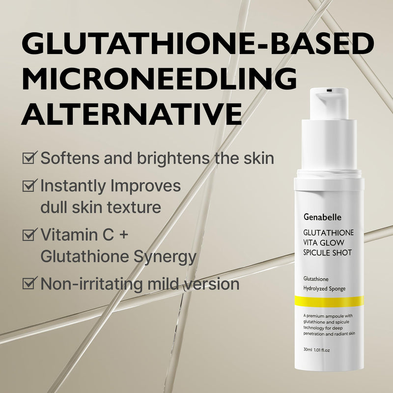 Genabelle Glutathione Vita Glow Spicule Shot – 2,000 ppm Glutathione, Microneedling Effect with Spicules, Boosted Vitamin C, Clinically Proven Radiance-Enhancing & Skin Tone Enhancer