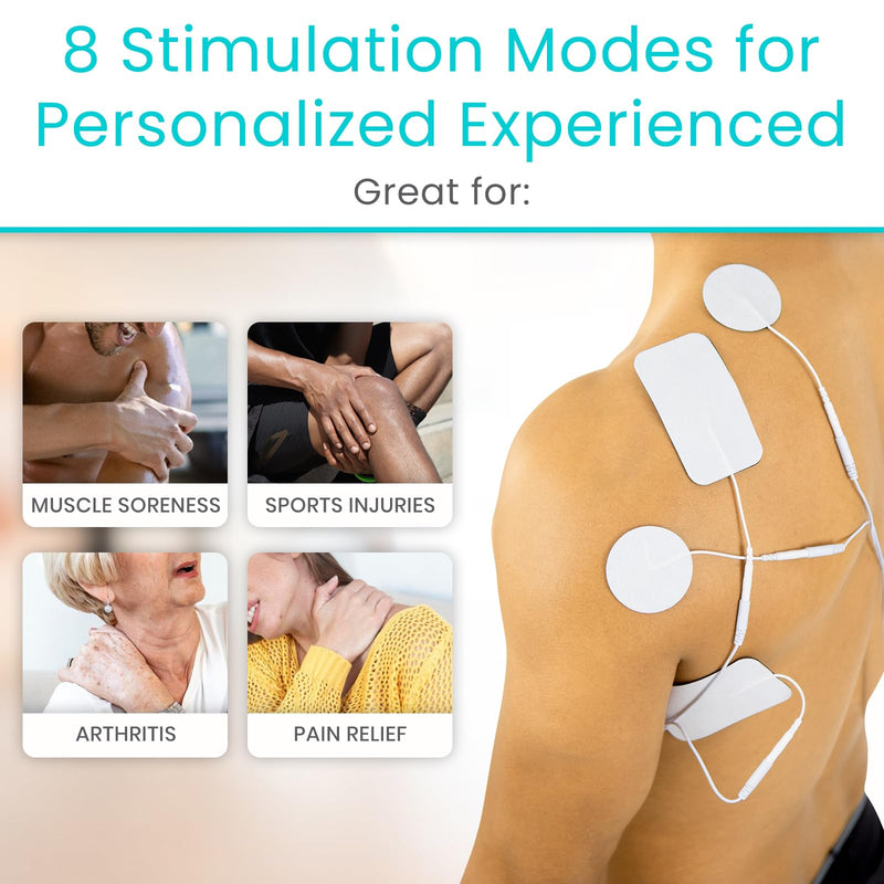 Vive Tens Unit Muscle Stimulator- Stim Machine with Self Sticking | Electrodes Pads, Massager for Upper & Lower Back, Sciatica, Neck Pain Relief, Electric Shock Therapy for Muscles & Pain Black
