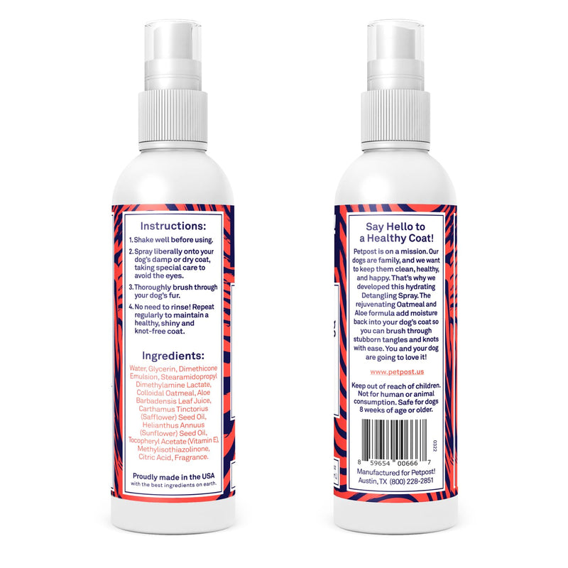 Petpost | Detangling Spray for Dogs with Knots, Mats & Tangles - Naturally Rejuvenating Dog Hair Detangler for Healthier, Shinier, Stronger Fur - Oatmeal, Aloe, and Vitamin E Formula 8 oz. - PawsPlanet Australia