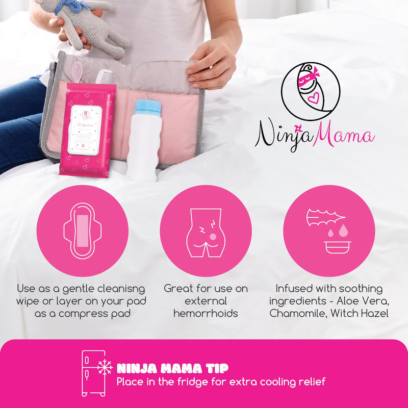 [Australia] - Ninja Mama Postpartum Perineal Care Cooling Pad Liners. Soothing Witch Hazel with Aloe and Chamomile for Post Partum Relief After Birth Tears and Haemorrhoids. Postpartum Essentials Pack of 45 