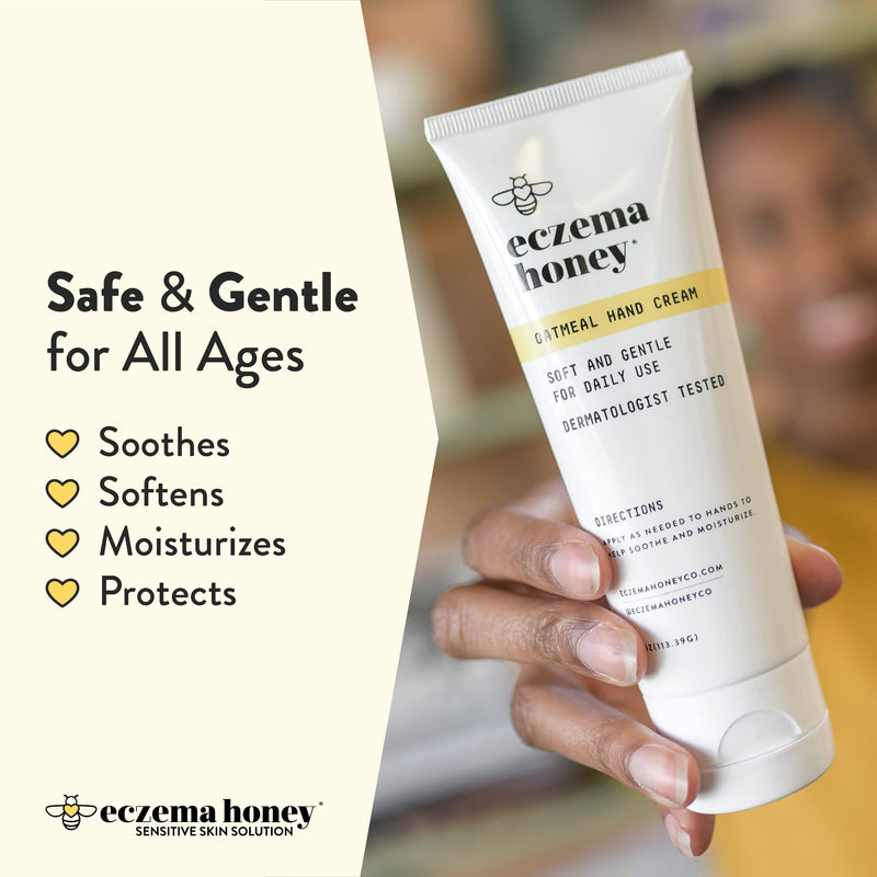 ECZEMA HONEY Oatmeal Hand Cream, for Dry, Itchy, Sensitive Skin (4 Oz) | Natural Hand & Body Lotion for Eczema Rash Relief, Cream for Irritable Skin