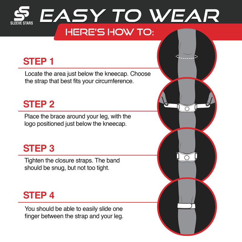 [Australia] - Sleeve Stars Patellar Tendon Support Strap Osgood Schlatter Knee Brace for Kids, Youth, Women & Men w/ 3 Lengths, Swedish Brand Patella Knee Strap Support Band for Arthritis, Tendonitis & Pain (Black) One Size Black 1 