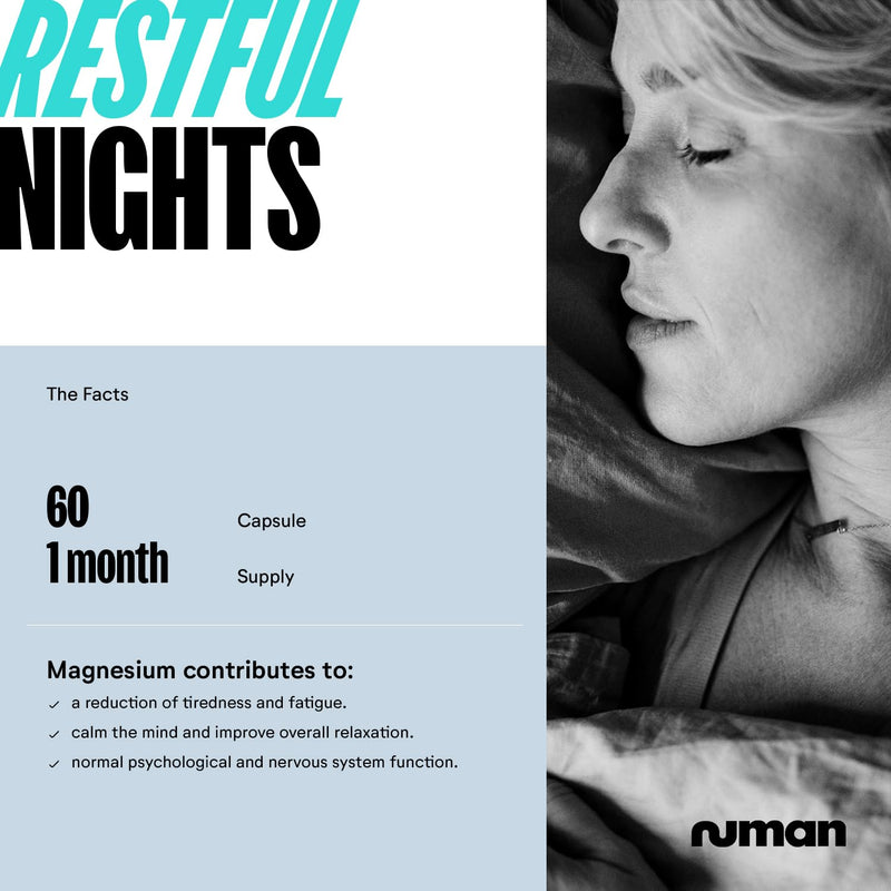 Numan Sleep Deep Support – 60 Vegan Capsules with Chamomile, L-Theanine, Magnesium Citrate - Night-time Support, Made in UK