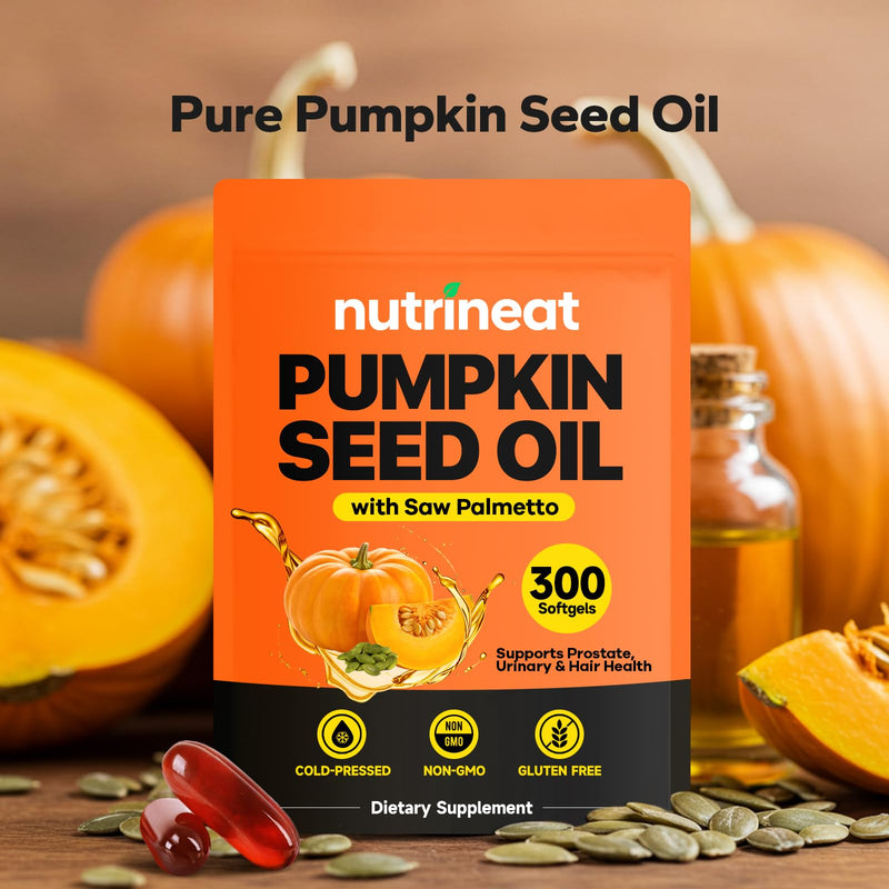 [Australia] - Pumpkin Seed Oil with Saw Palmetto (300 Softgel Capsules), Pumpkin Seed Oil Capsules, Supplement Supports Hair, Urinary, Bladder & Prostate Health, Cold Pressed & Pure Virgin 