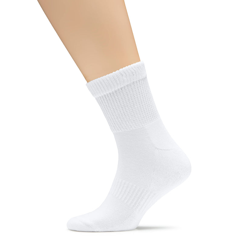 [Australia] - Hugh Ugoli Men's Cotton Diabetic Ankle Socks, Wide, Loose and Stretchy, Seamless Toe & Non Binding Top, Semi Cushion, 3 Pairs 8-11 01- White (3 Pairs) 