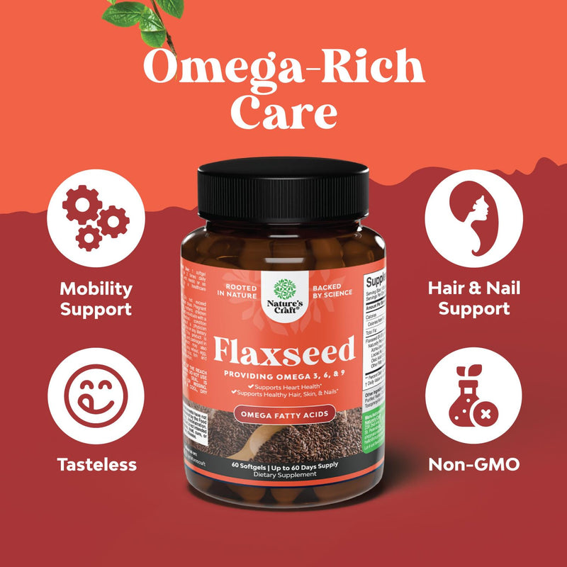 [Australia] - Flaxseed Oil 1000mg Softgels - High Potency Flax Seed Oil Softgels for Heart Health Digestion and Brain Support - Cold Pressed Organic Flaxseed Oil Softgels Providing Plant Based Omega 3 6 9 