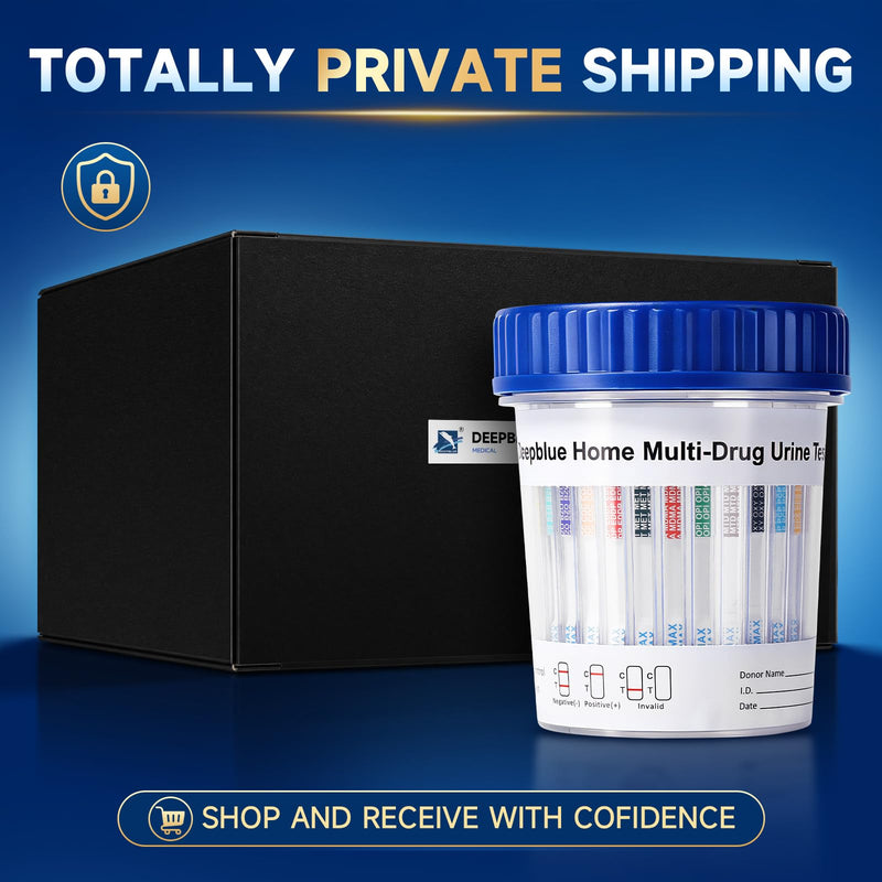 DEEPBLUE Multi-Drug Urine Test Cup Kit, 17 Panel, OTC Home Use, 5 Minute Results(6pcs) | At Home Drug Test Kit, Tests for THC, OPI, AMP, BAR, BUP, BZO, COC, mAMP, MDMA, MTD, OXY, PCP, EDDP, FYL, 6-MAM, PPX, TCA 6pcs