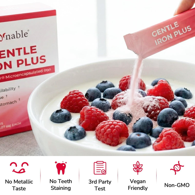 Gentle Iron Supplement for Women: Slow Release 27mg Melt-in-Mouth Iron Powder with Vitamin C, B12 & Folic Acid, Easy on Stomach, Non-Constipating, Vegan Lipofer® Iron Plus, 20 Sticks 20 Sticks( 27mg Iron)