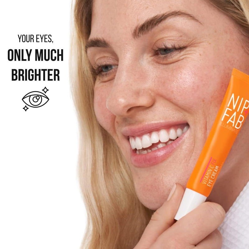 Nip+Fab Vitamin C Fix Eye Cream 10% 0.5 fl oz | with Peptides, Caffeine and Niacinamide for Smoother, Brighter Under Eye Skin | 3 Forms of Vitamin C