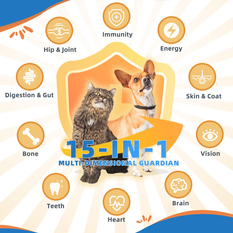 Dog Multivitamin Powder with Glucosamine, Dog Vitamins and Supplements for Immune Support, Dog Skin and Coat Supplement with Omega 3 for Allergy Relief, Probiotics for Dog Support Digestive Health 90 Scoops - PawsPlanet Australia