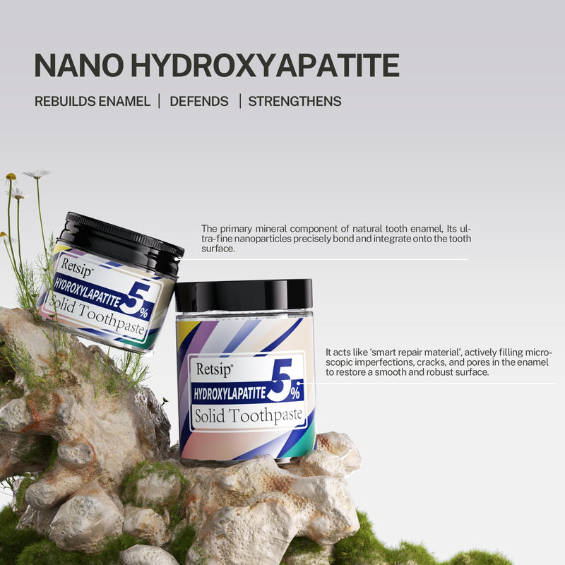 Toothpaste Tablets - 5% Nano Hydroxyapatite, Fluoride Free, Travel Friendly, Eco &Plastic Free, Remineralize & Whitening - 186pcs