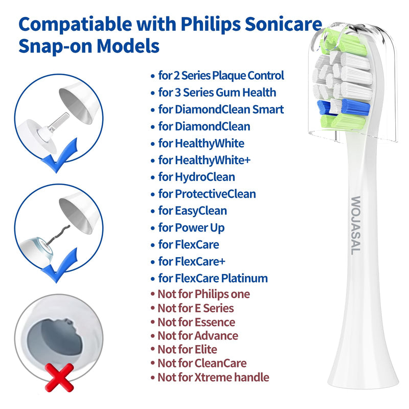 [Australia] - Replacement Toothbrush Brush Heads Compatible with Philips Sonicare Electric Toothbrushes with Click-on System Dupont Bristles for Optimal Plaque Remove, Pack of 10, White 1 Count (Pack of 10) 