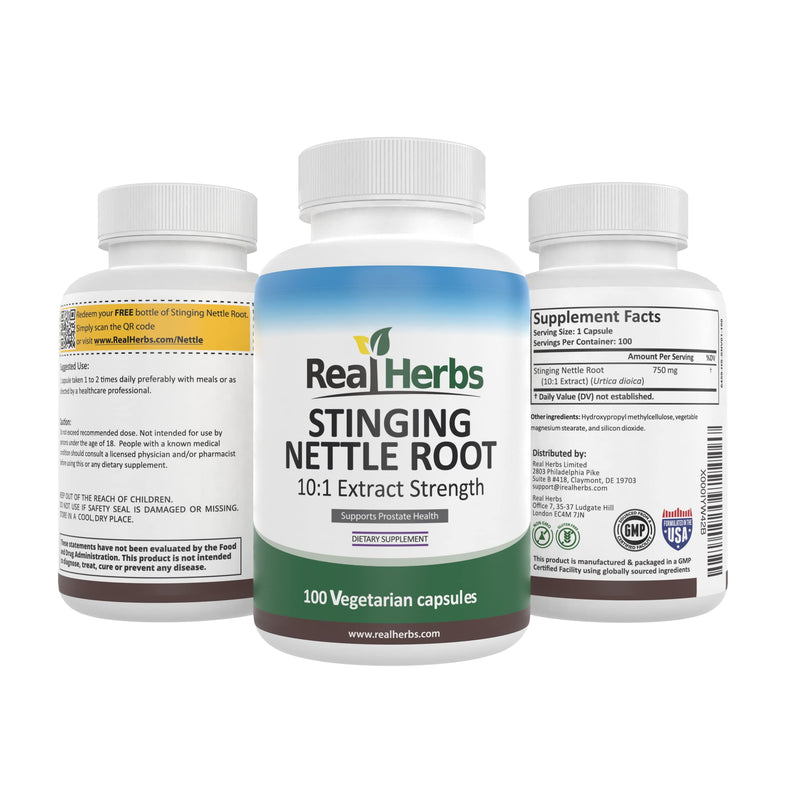 [Australia] - Real Herbs Stinging Nettle Root Extract 7500mg (750mg of 10:1 Extract) ‚Äì Vegetarian Friendly, Non-GMO, Gluten-Free ‚Äì Supports Prostate & Urinary Health ‚Äì 100 Capsules 