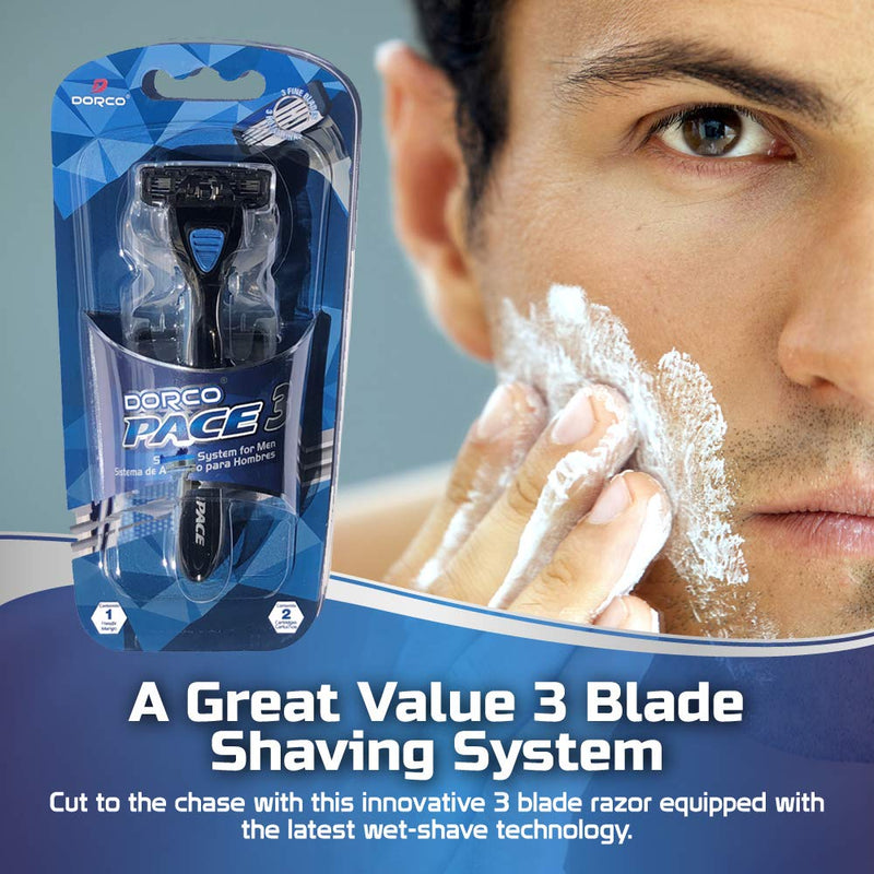 [Australia] - Dorco Pace 3 - Three Razor Blade Shaving System- Value Pack (10 Cartridges + 1 Handle) 11 Piece Set 
