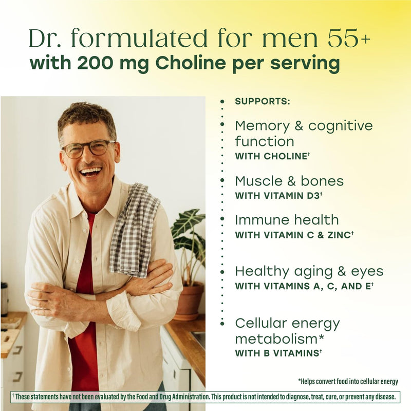 MegaFood Advanced Multivitamin for Men 55+ Doctor Formulated, 60 Tablets | For Healthy Aging, Immune Support, Bone and Brain Health, Choline, Methylated B12, Methylfolate, Vegetarian, 30 Servings 60 Count (Pack of 1)