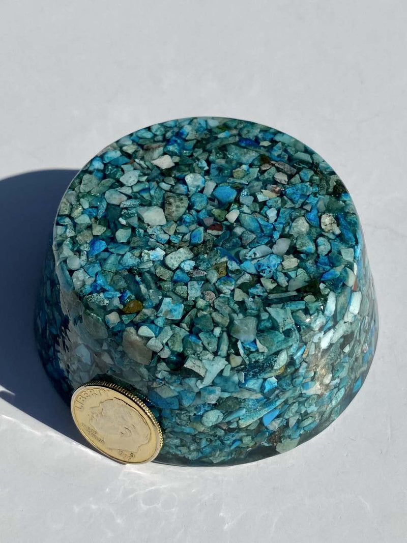 Turquoise Crystal Tower Buster Orgone Generator Energy Accumulator PERFECT GIFTING TOOL! Made using Advance Harmonics Orgonite Many Beautiful Ingredients! tbmchm(Turquoise) Turquoise