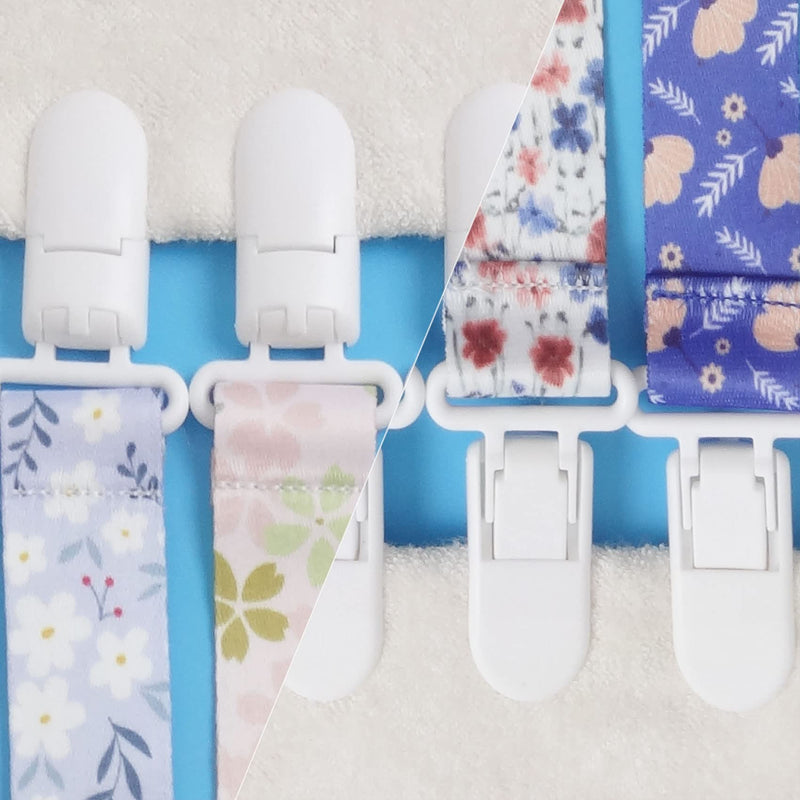 [Australia] - Floral Pacifier Clips, 6 Pack Pacifier Holder Clips for Boys and Girls Fits for Most Pacifiers Brands, Teether Toys and Gift (Flower) Flower & Leaf 