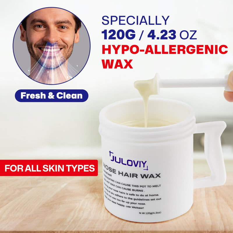 [Australia] - Nose Wax Kit, 120 g Wax, 30 Applicators,Nostril and Ears Hair Removal Kit for Men & Women,Includes 15 Balm Wipes and Mustache Guards etc. Lasts up to 6 Weeks Standard Nose Waxing Kit 