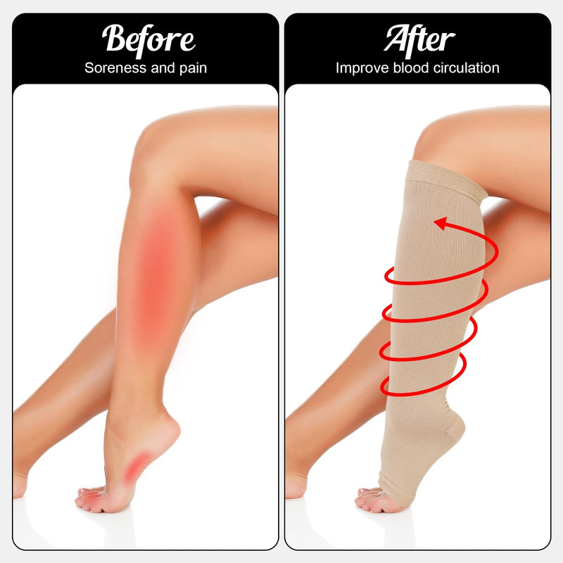 [Australia] - 2 pairs of women's compression stockings, 15-25 mmHg compression socks, long compression socks, travel stockings, support stockings for varicose veins, edema, flight, sports, travel, L/XL 