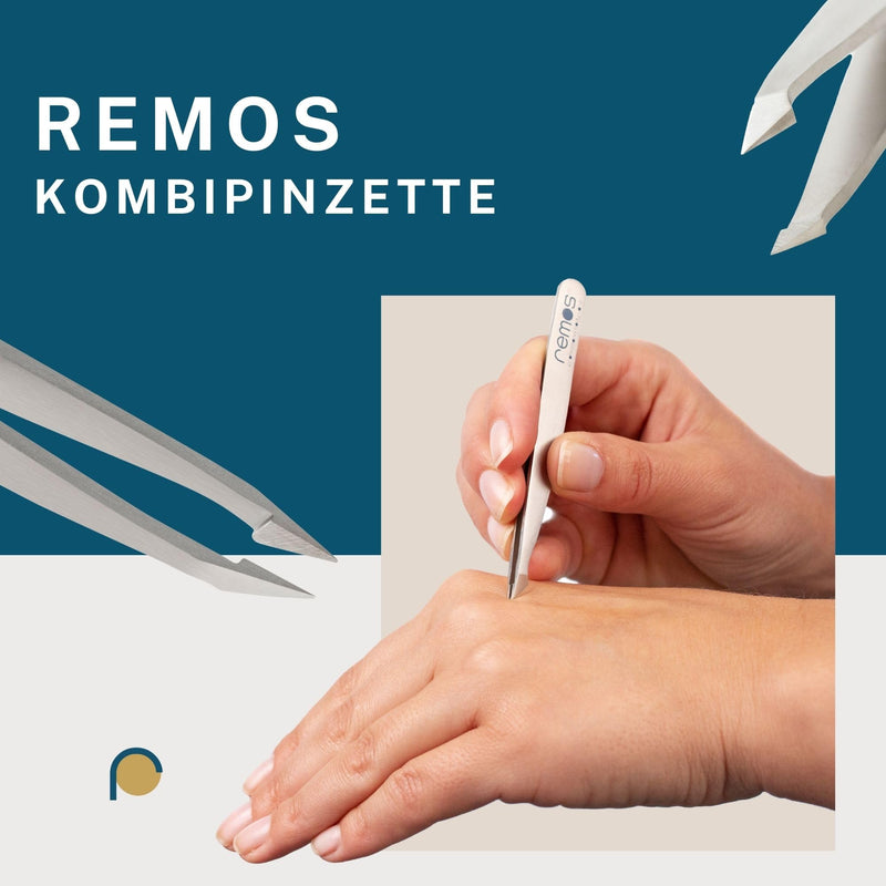 [Australia] - REMOS tweezers set 3 pieces with eyebrow, splinter and combination tweezers in red 