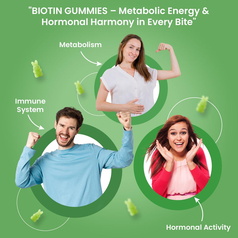 VED Biotin Gummies 5000mcg – 120 Vegan Gummies with 7 Essential Vitamins, Natural Mixed Berry Flavor – Hair, Skin & Nail Support – Non-GMO, Gluten-Free, Vegetarian, 2 Month Supply.