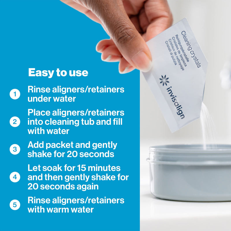 [Australia] - INVISALIGN Cleaning Crystals for Clear Aligners and Retainers with Tub, (50 Packets) 