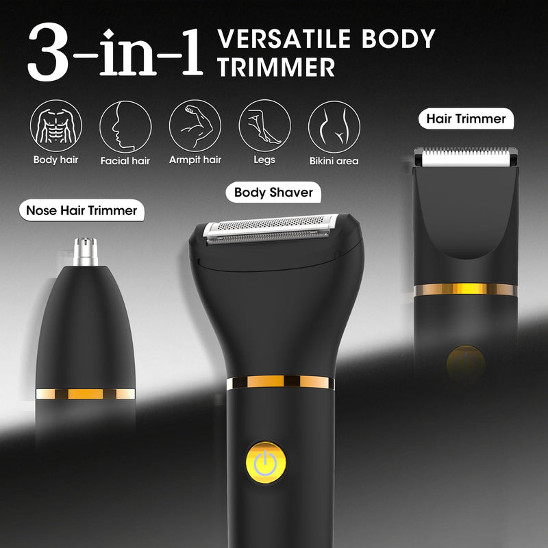 [Australia] - Manscape Body Hair Trimmer for Men: Pubic Hair Trimmer, 3 in 1 Versatile Electric Shaver for Groin,Face,Beard,Nose,Waterproof Body Groomer with Ceramic Blades, Mens Gifts Black-388 