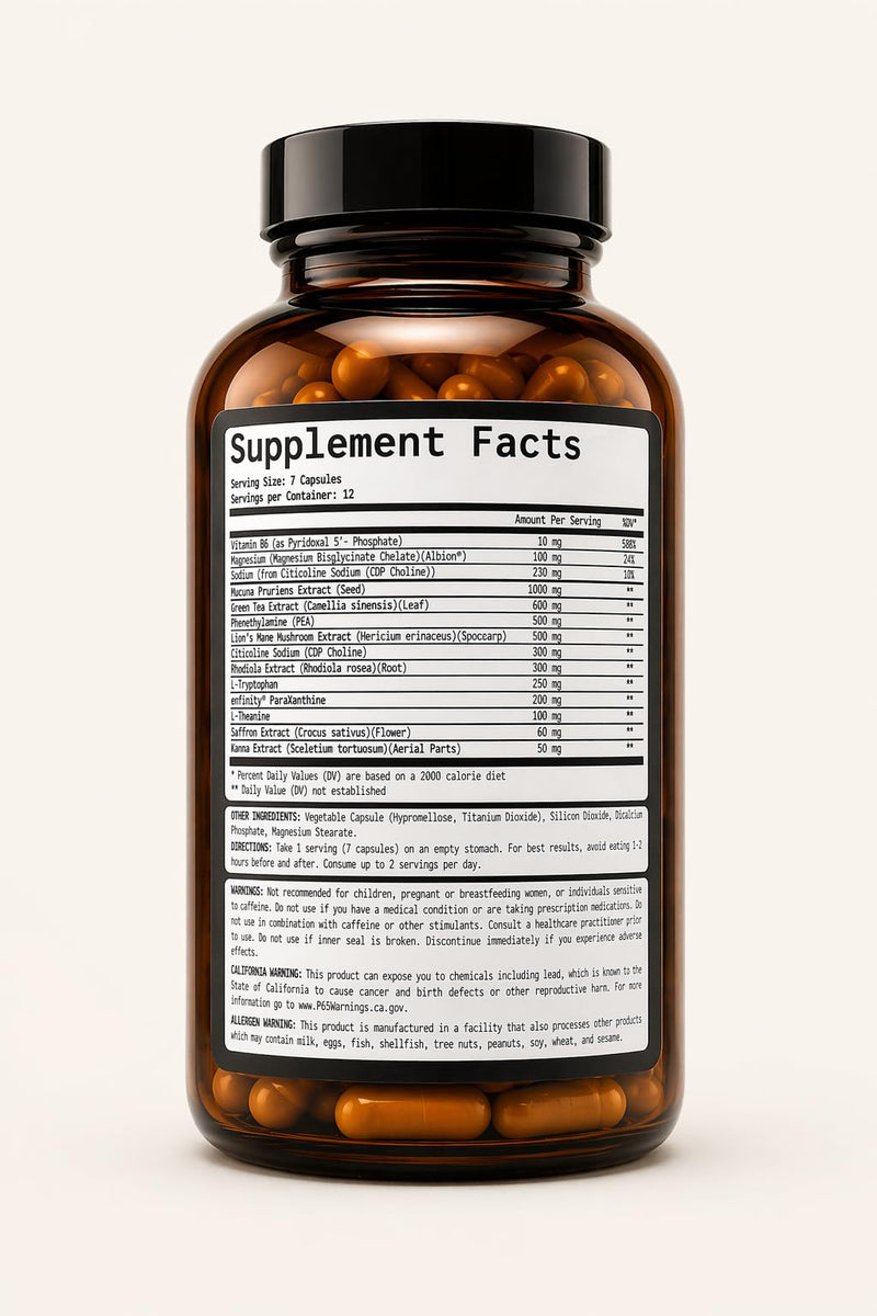 MAGNÄT Alcohol Alternative Nootropic Supplement for Mood, Focus & Relaxation – Social Performance Capsules, Caffeine Free, 12 Servings