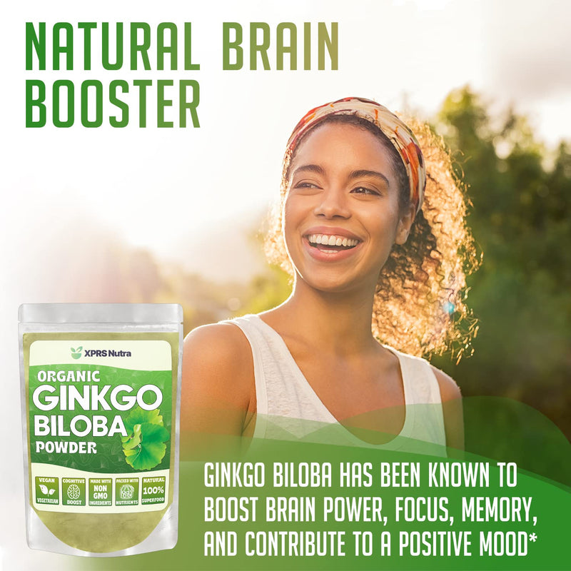 [Australia] - XPRS Nutra Organic Ginkgo Biloba Powder - Gingko Biloba Supplements for Cognition - Vegan Friendly Ginkoba Biloba Organic - Immunity Boosting Ginkgo Biloba Powder (16 oz) 1 Pound (Pack of 1) 
