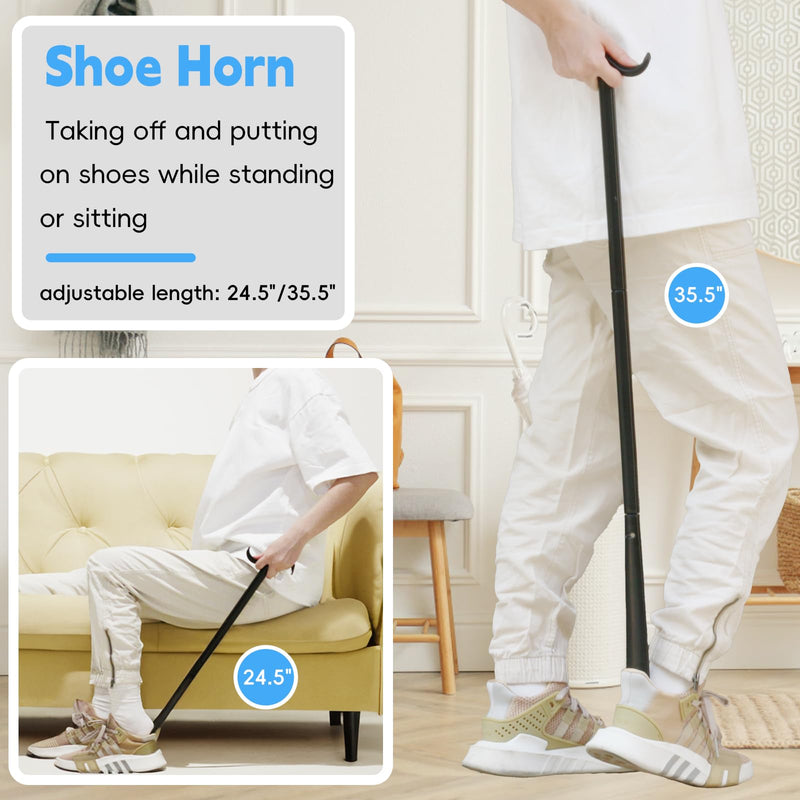 [Australia] - 3 in 1 Sock Aid Device Kit, Hip Kit, Knee Back Surgery Hip Replacement Recovery Kit with Sock Aide, Sock Remover, Shoe Horn with Dressing Stick, Sock Helper and Shoe Assistant for Seniors No Bending 3 Piece White Sock Helper Kit 