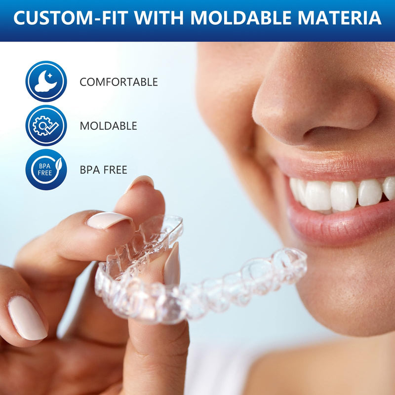 Mouth Guard for Grinding Teeth at Night, Night Guards for Bruxism, Mouthguards for Grinding of Teeth Nighttime, Dental Bite Guard for Adults of Clenching Teeth, 8 Pack with 12 Cleaning Tablets mouthguard 8 Units with Cleaner Tablets