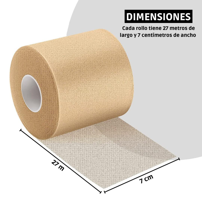 KAMBIA Pretape Sports Bandage, Pack of 4 Rolls 7 cm x 27 m, Pre-Tape, Sports Pretape, Non-Adhesive Pretape for Crossfit Tape.