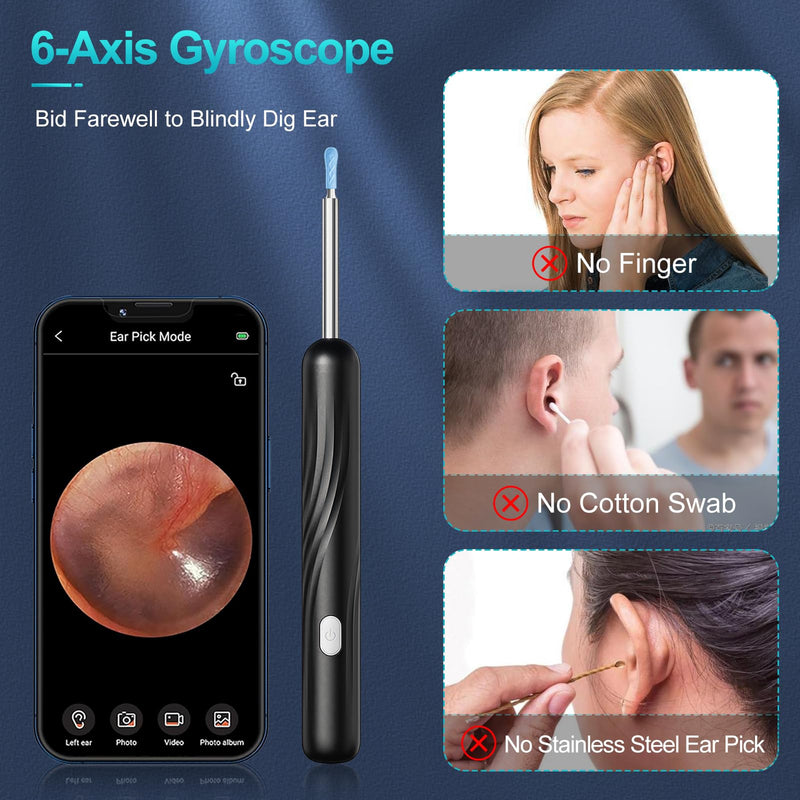 [Australia] - Earwax Remover Otoscope, 1080P Wifi Ear Cleaner Camera, IP67 Waterproof Ear Mirror 360° Wide Angle Ear Cleaner Otoscope Ear with 3.5mm Lens and 6 LEDs for iPhone, iPad and Android, Smartphones 