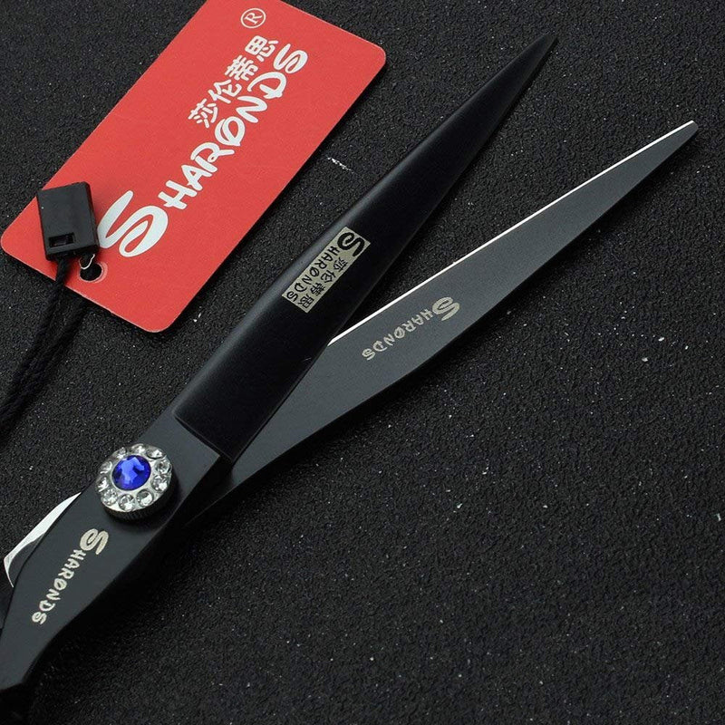 7 inch salon personalized scissors 19 cm cool black salon hair styling hair scissors stainless steel hair tools 7 Inch Flat